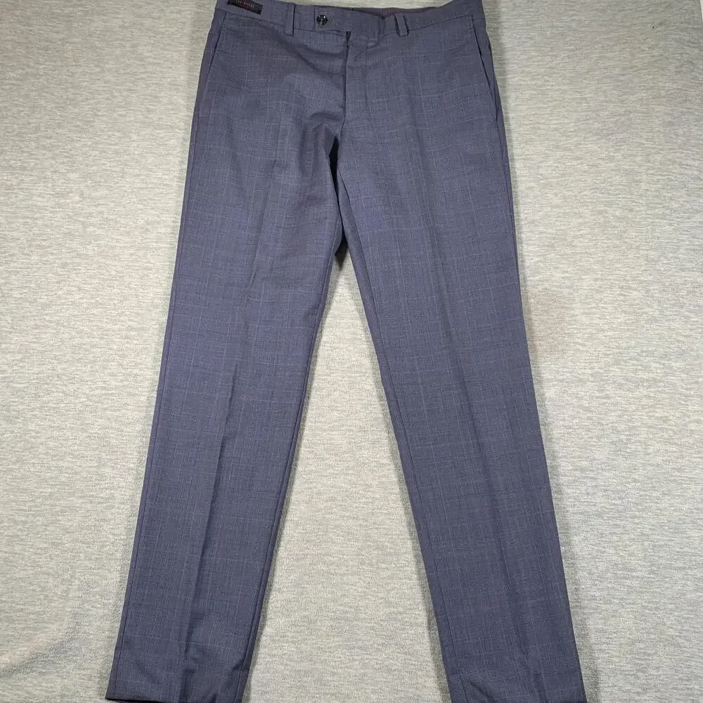 Ted Baker Dress Pants Mens 34x34 Blue Wool Check Jefferson Flat Front Canada